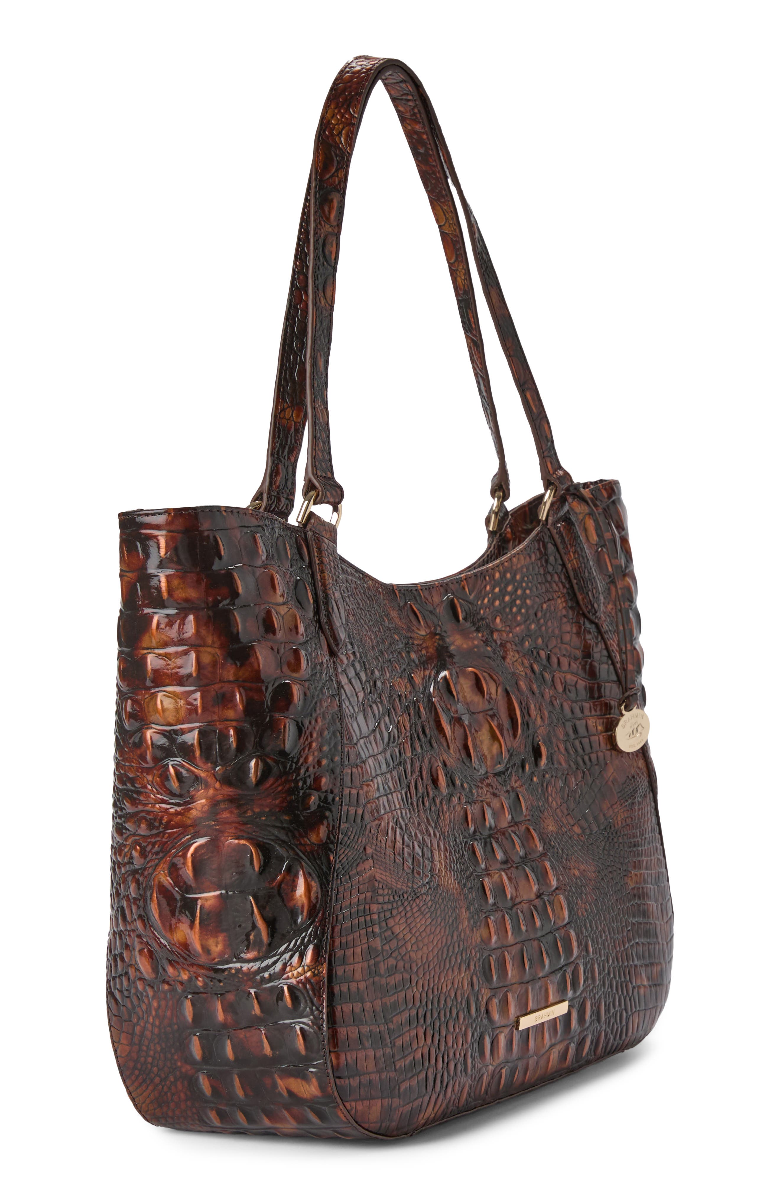 Aliza Croc Embossed Leather Tote, Alternate, color, TORTOISESHELL