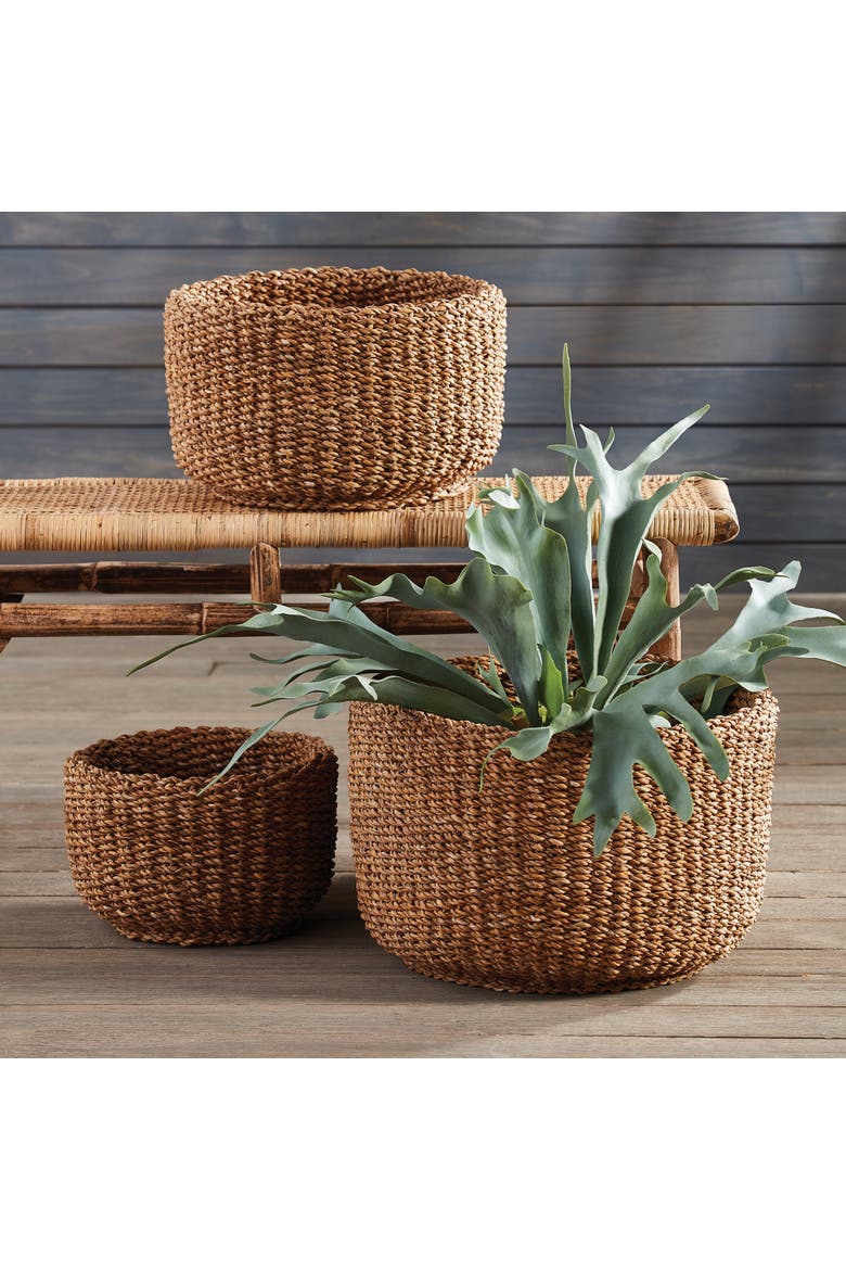 Seagrass Cylindrical Baskets Set of 3, Alternate, color, Beige
