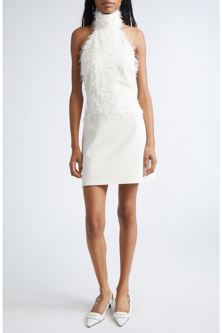 Feather Thread Halter Dress, Main, color, NATURAL