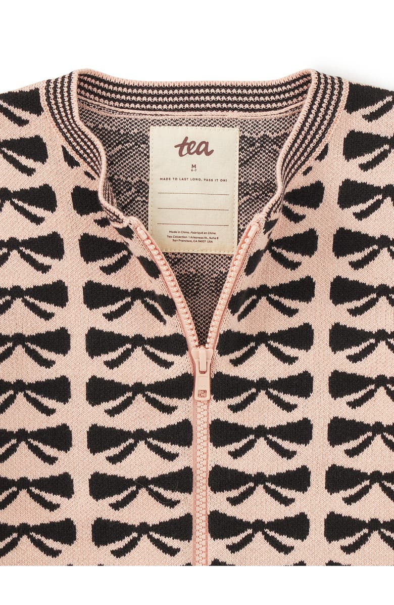 Tea Collection Zip Up Bow Cardigan, Alternate, color, Bow