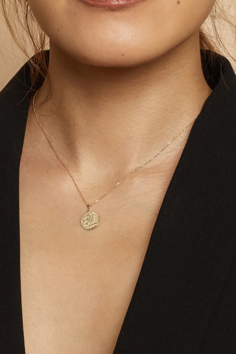 14K Gold Greek Lion Medallion Pendant Charm, Alternate, color, Yellow Gold