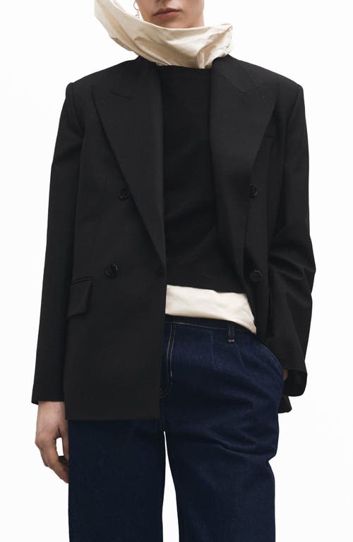 Mango Double Breasted Suit Jacket In Black