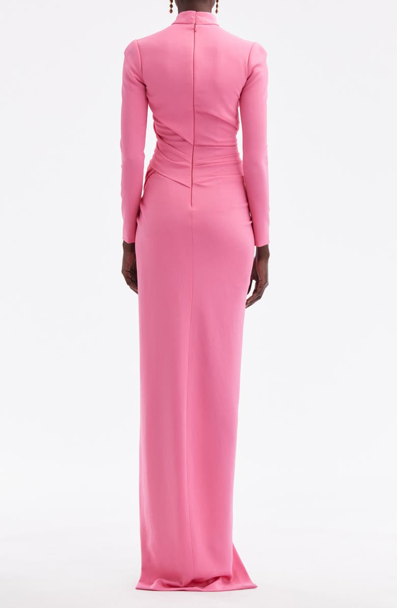 Oscar de la Renta High Slit Long Sleeve Cady Gown, Alternate, color, Azalea