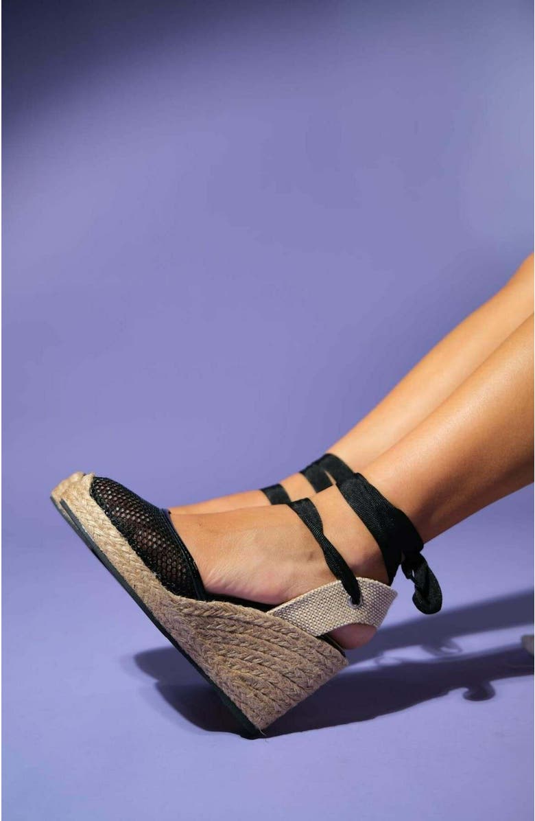 Forever & Always Shoes Lions Mesh Leather Wedge Espadrilles Sandal, Alternate, color,