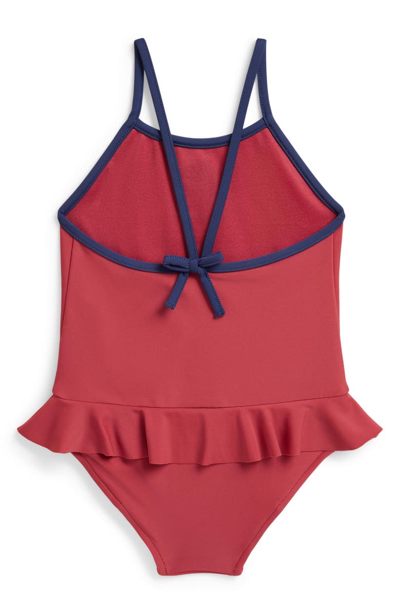 Ralph Lauren Embroidered Peplum One-Piece Swimsuit, Alternate, color, Nantucket Red Multi
