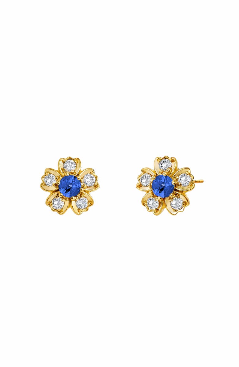 SYNA Diamond Flower Studs, Main, color, Sapphire