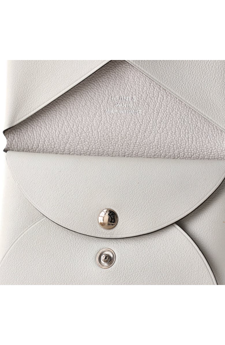 Pre-Owned Hermes Calvi Duo Card Holder Printed Leather, Alternate, color, Blanc