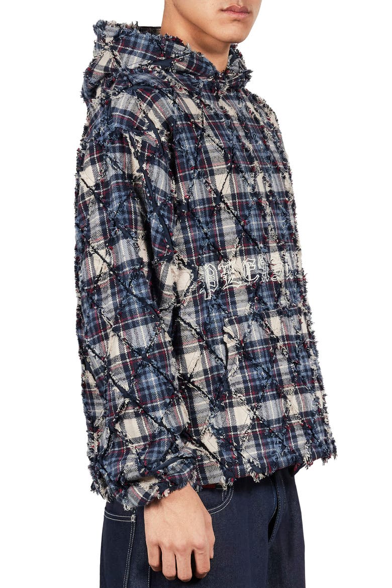 Mystic Flannel Poncho Hoodie, Alternate, color, NAVY