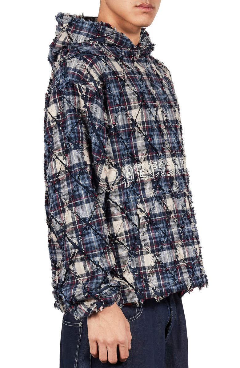 PLEASURES Mystic Flannel Poncho Hoodie, Alternate, color, Navy