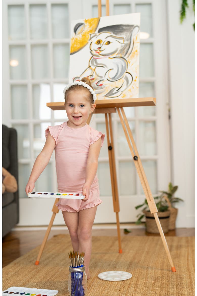 Ruffle Edge Stretch Cotton T-Shirt & Shorts Set, Alternate, color, PINK