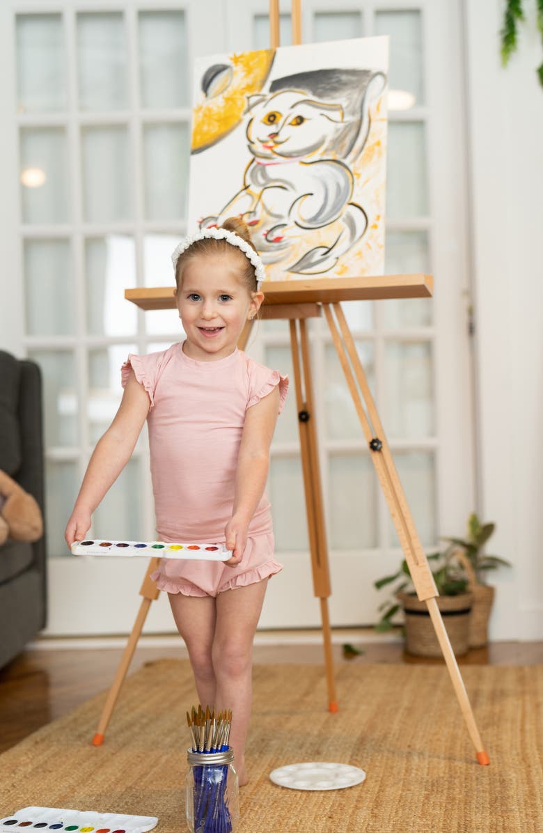 Manière Ruffle Edge Stretch Cotton T-Shirt & Shorts Set, Alternate, color, Pink