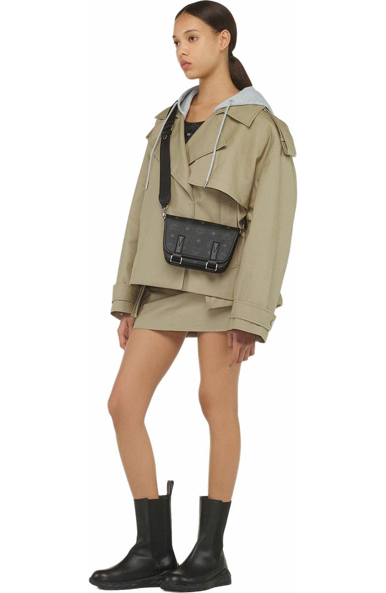 MCM Aren Messenger Bag in Visetos, Alternate, color, Black