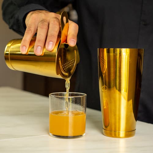 A Bar Above Gold Boston Cocktail Shaker Set, Weighted In Gold