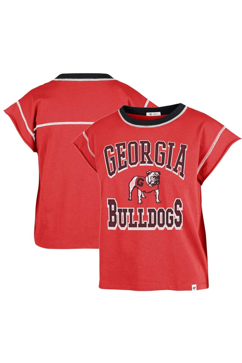 Women's '47 Red Georgia Bulldogs Sound Up Maya Cutoff T-Shirt, Main, color, Red