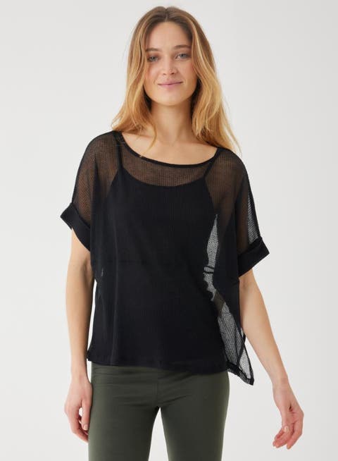 Micro Modal Laser Cut Cashmere Short Sleeve Boatneck