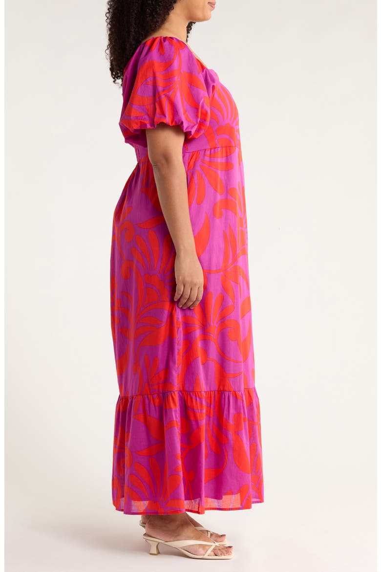 Arona Floral Xena Cotton Maxi Dress, Alternate, color, PURPLE ORANGE MULTI