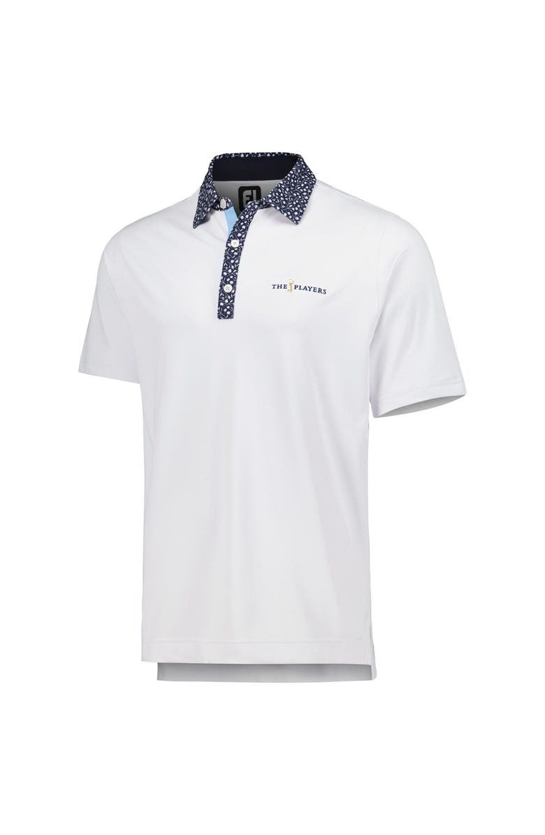 FOOTJOY Men's FootJoy White THE PLAYERS Tulip Trim Stretch Pique Lisle Collar Polo, Alternate, color, 