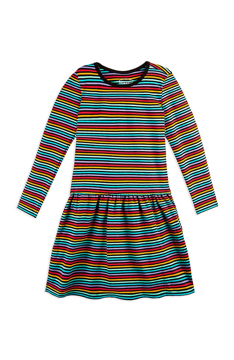 Mightly Organic Cotton Long Sleeve Drop Waist Tier Dress, Main, color, 