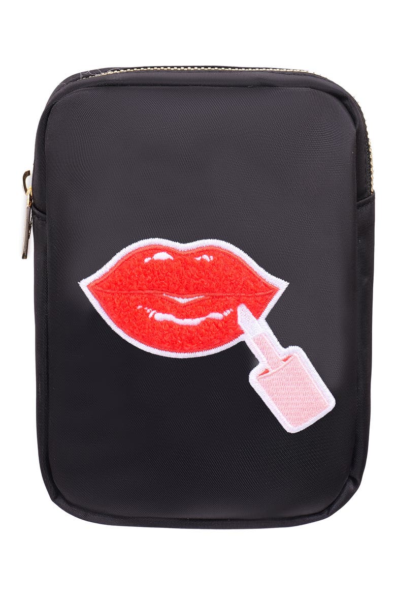 Mini Lipgloss Cosmetics Bag, Main, color, BLACK