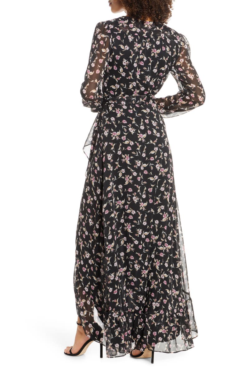 WAYF The Meryl Floral Long Sleeve Wrap Gown, Alternate, color,