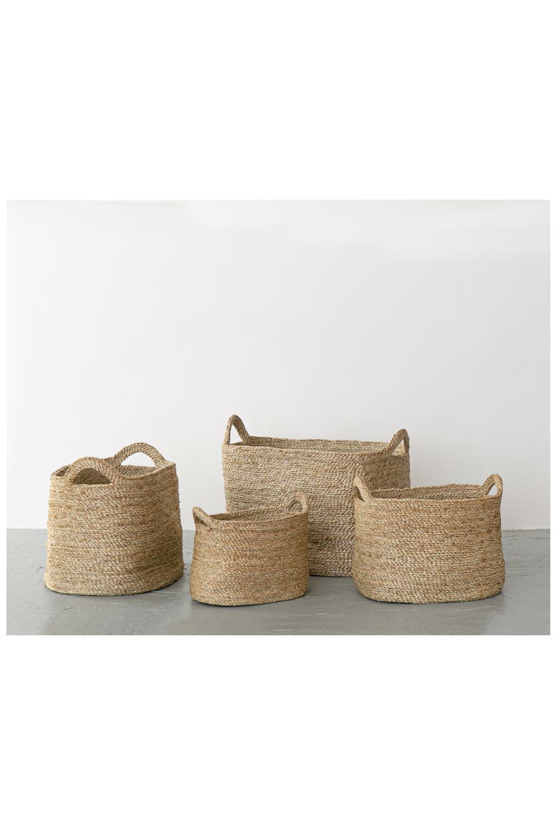 Set of 4 Oval Jute Baskets, Alternate, color, NATURAL