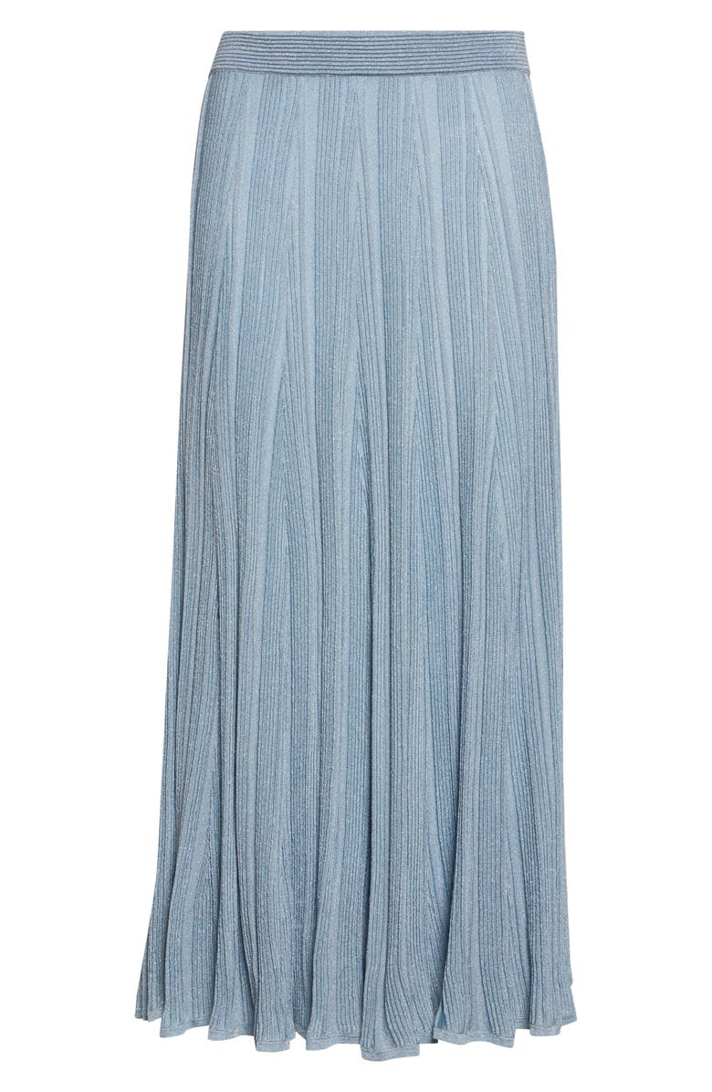 Zimmermann Aster Metallic Flared Ottoman Stitch Sweater Skirt, Alternate, color, Metallic Blue