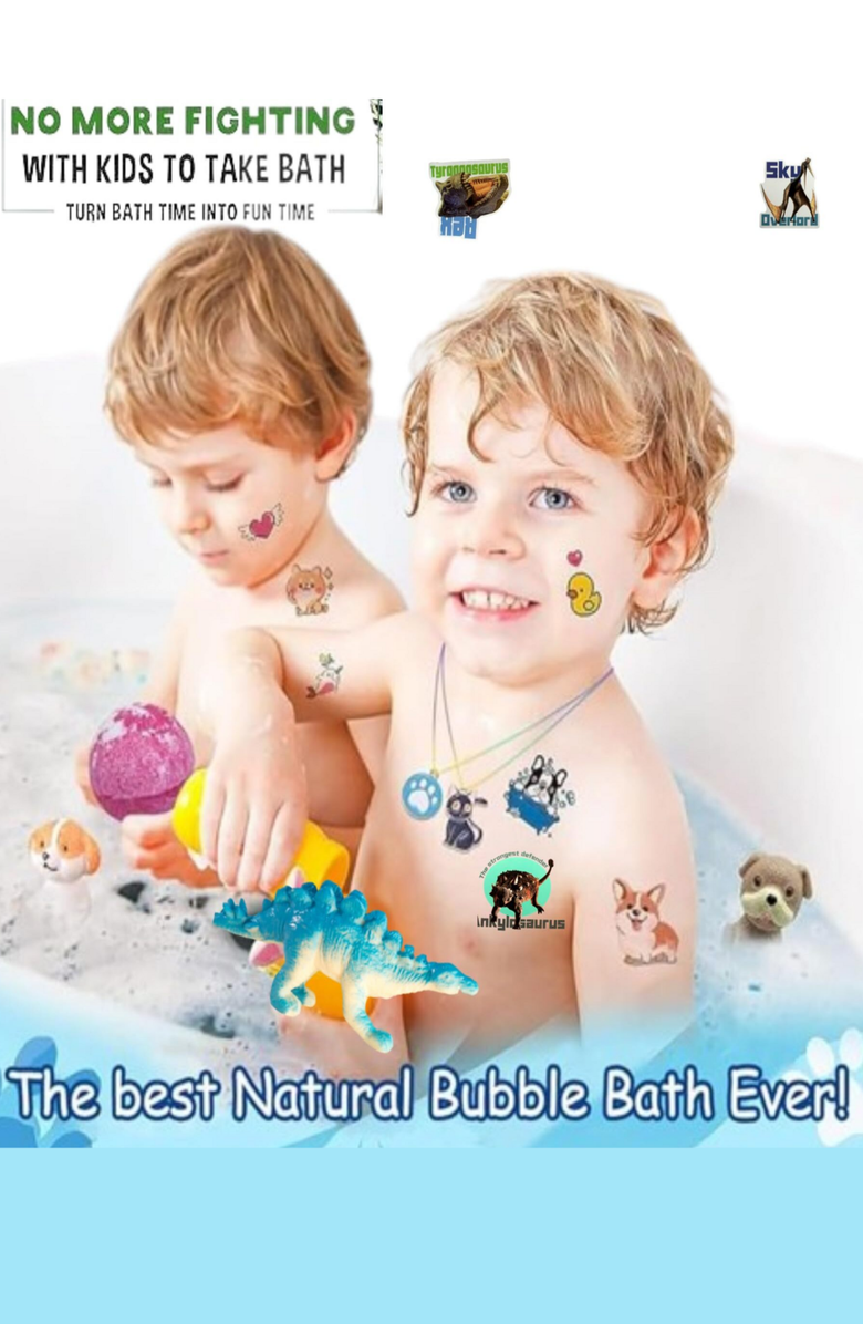 Lovery Dinosaur Bath Bomb 12-Piece Gift Set with Surprise Toys, Alternate, color, Multicolored Pastel