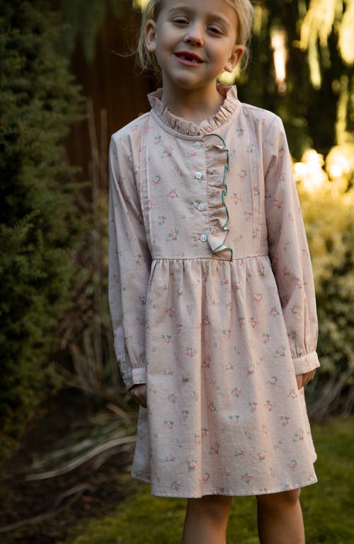Beet World Long Sleeves Dress With Front Ruffle In Pink