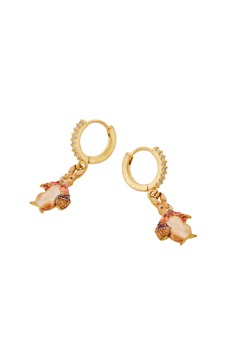 x Peter Rabbit Cotton-tail Earrings, Alternate, color, Gold