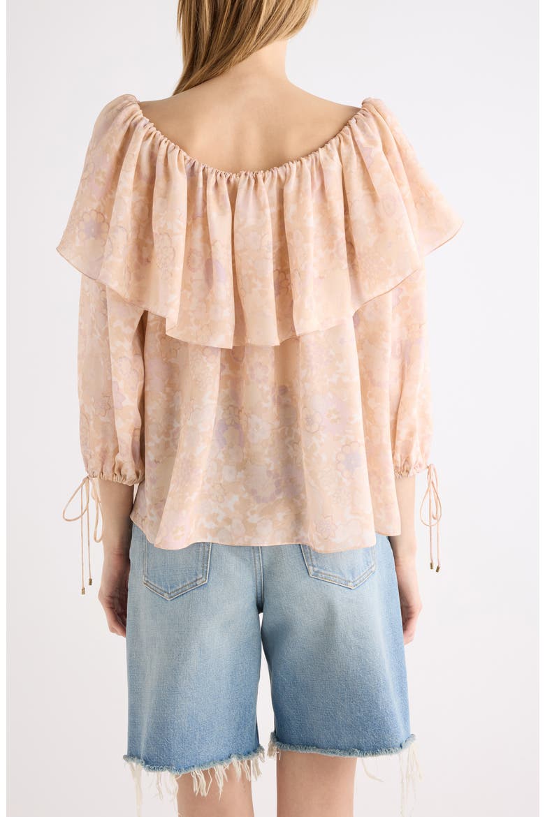 Painted Flower Silk Charmeuse Top, Alternate, color, MULTICOLOR PINK 1
