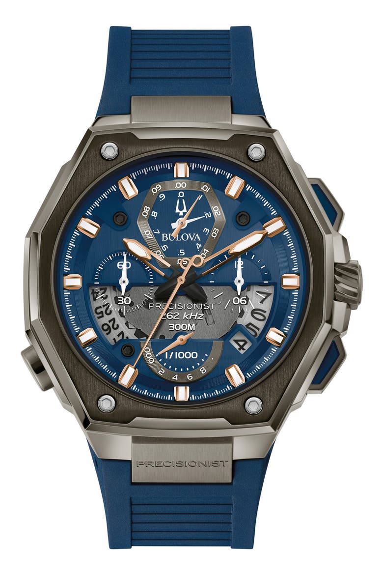 Series X Chronograph Rubber Strap Watch, 45mm, Main, color, BLUE/ TWO-TONE
