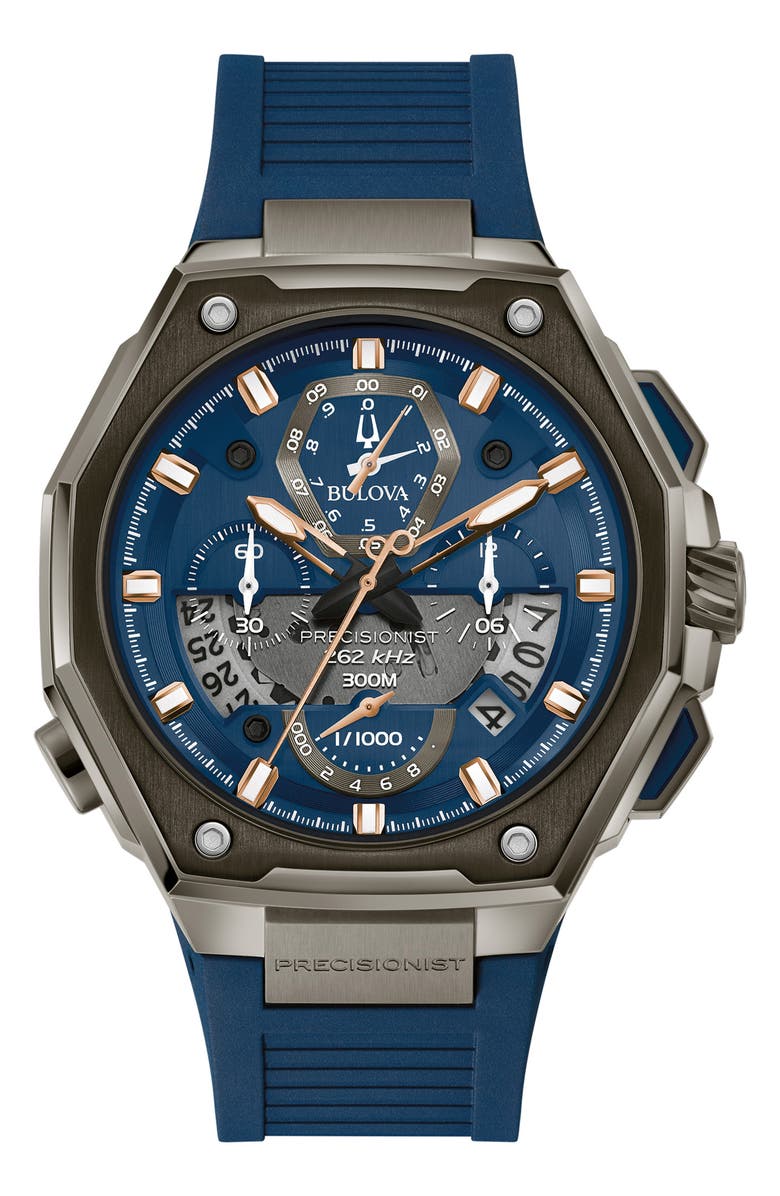 BULOVA Series X Chronograph Rubber Strap Watch, 45mm, Main, color, 