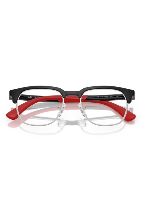 Shop Ray Ban Ray-ban Kids' 48mm Square Optical Glasses In Silver Black