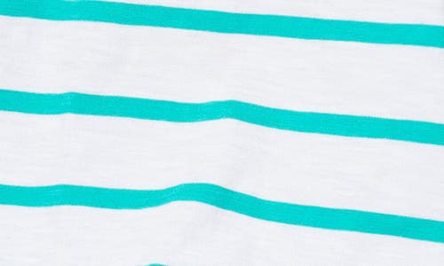 Curve Appeal Cap Sleeve Cotton T-shirt In Spectra Green Stripe