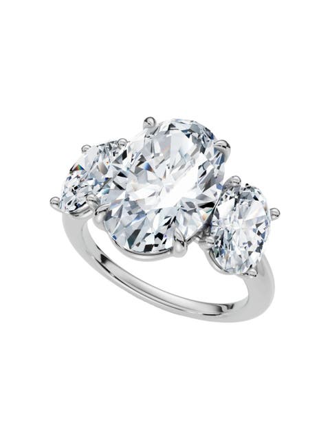 Certified 6Ct Three Stone Oval Diamond Anniversary Engagement Ring Lab Grown 14k