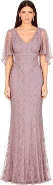 LARA New York Beaded Faux-Wrap V-Neck Bridal Gown