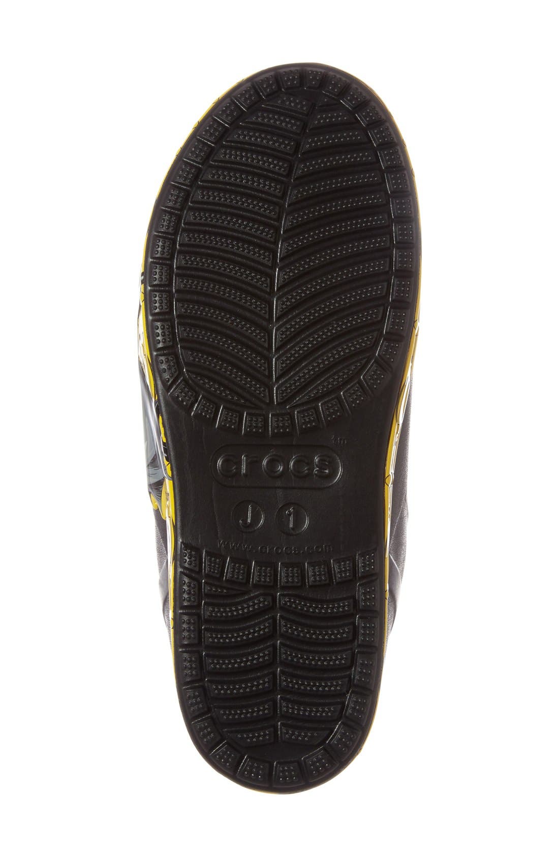 CROCS™ Bump It Batman Waterproof Rain Boot, Alternate, color, BLACK