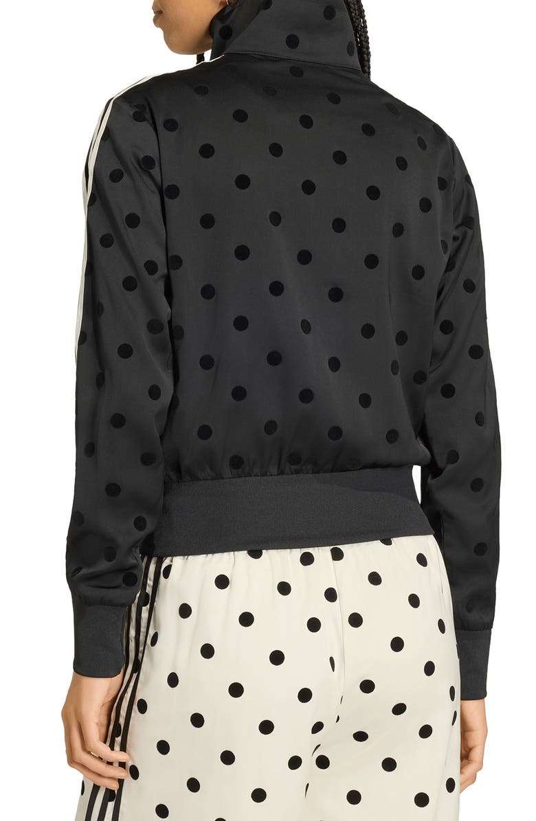 adidas Originals Firebird Polka Dot Satin Track Jacket, Alternate, color, Black