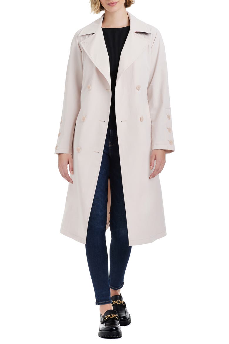 double breasted trench coat, Main, color, SESAME CAKE