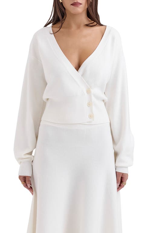 House Of Cb Rowan Balloon Sleeve Cardigan In Ivory