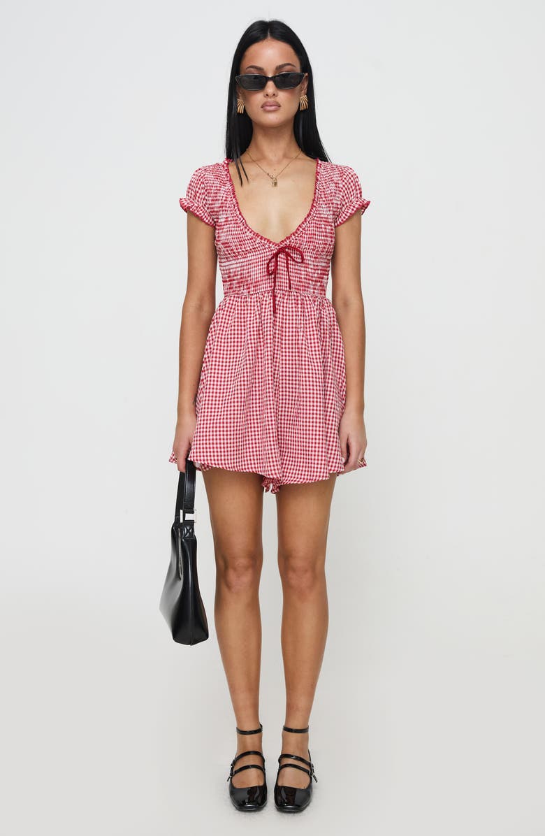 Princess Polly Wescott Gingham Romper, Alternate, color, 