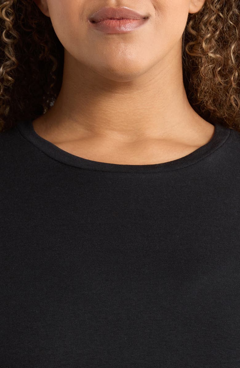 Eileen Fisher Crewneck Terry Tunic Top, Alternate, color, Black