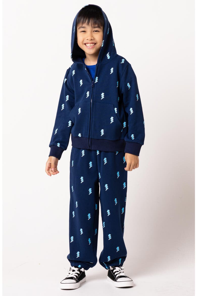 Kids' Lightning Bolt Print Fleece Sweatpants, Alternate, color, BLUE