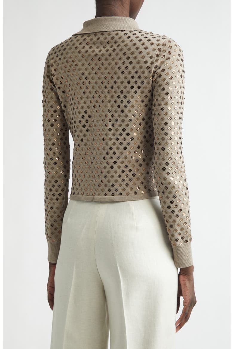 Ragno Sequin Embellished Virgin Wool Cardigan, Alternate, color, LIGHT BROWN