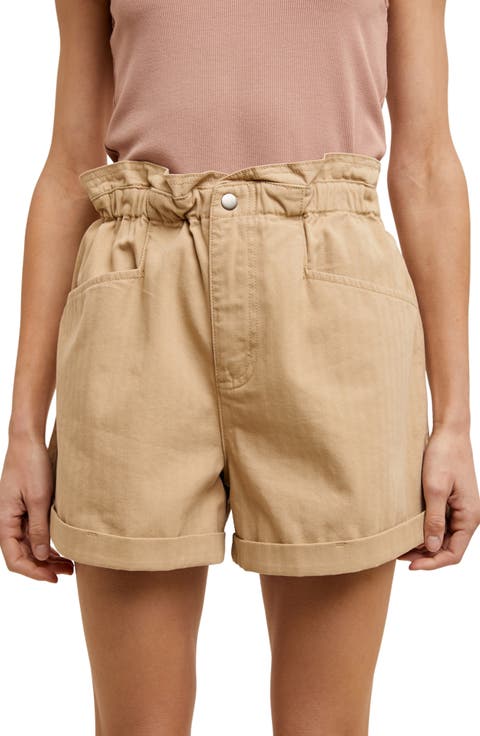 Paperbag Waist Twill Shorts