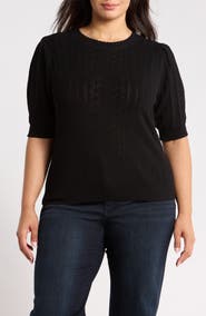 Wit & Wisdom Pointelle Elbow Sleeve Sweater