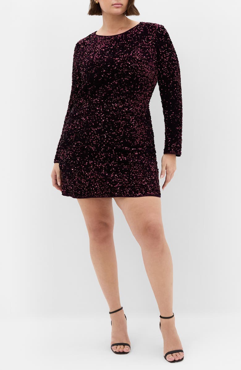City Chic Winter Sequin Long Sleeve Dress, Main, color, 
