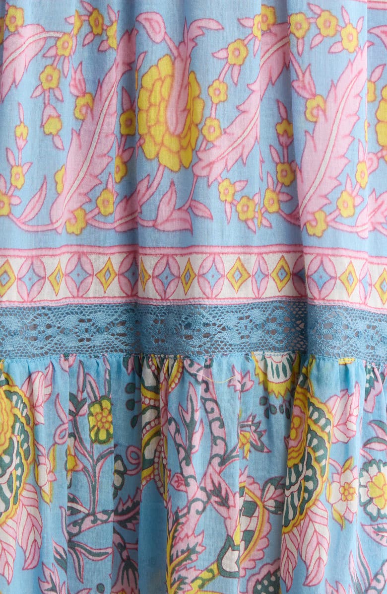 ALICIA BELL Mandy Cotton & Silk Cover-Up Maxi Skirt, Alternate, color, Blue Yellow Print