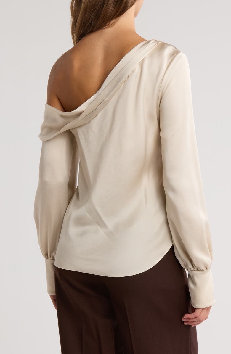 Simkhai Jonathan Simkhai Alice One-Shoulder Satin Blouse, Alternate, color,