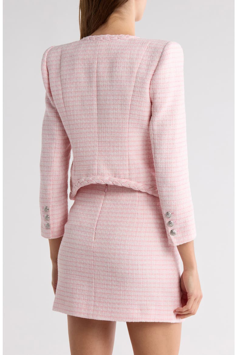 Bryne Plaid Tweed Crop Jacket, Alternate, color, LIGHT PINK